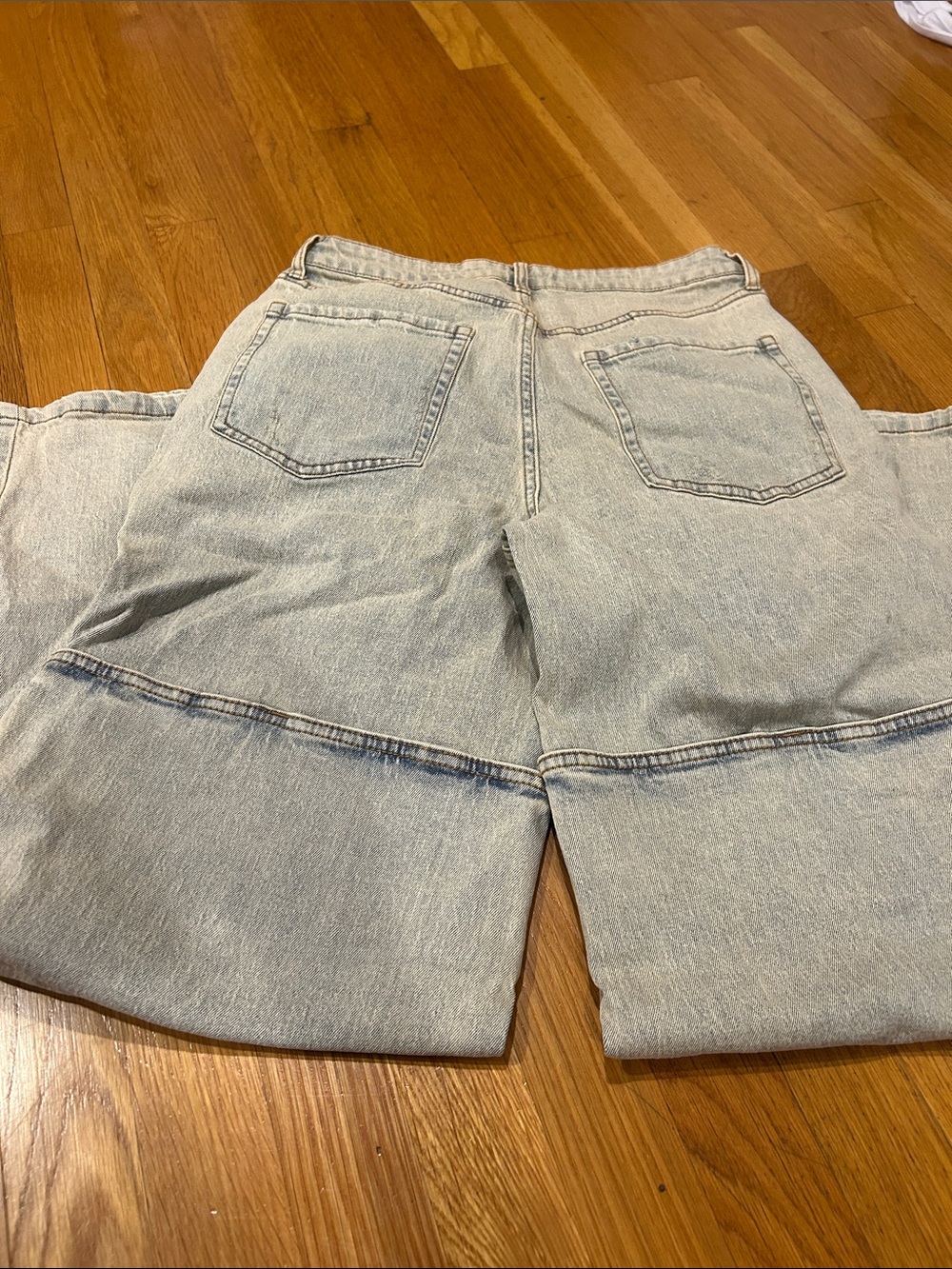 Fashion Nova Light Blue Denim Jeans with Rhinestone Buckles - Picture 5 of 6